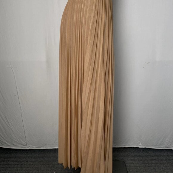 NEW RONNY KOBO Women's Mori Pleated Chiffon Midi Skirt Latte Beige Size M - Picture 6 of 10